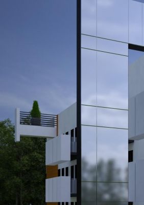 detal: balkon korsepondujący z ramą / detail: the balcony & the frame.