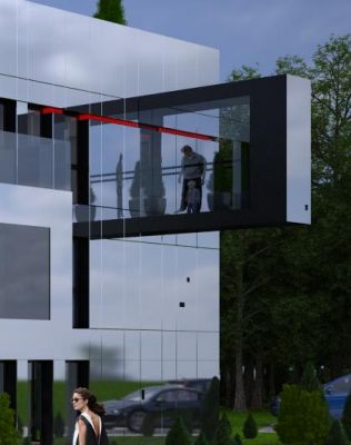 detal: akwaria elewacji frontowej / detail: frontal aquarium balconies.