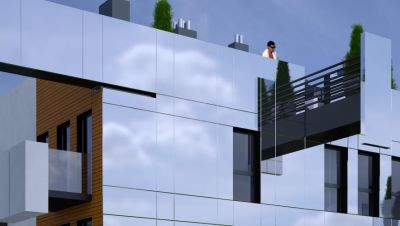 detal: szczelina i balkon frontowy / details: the slot & the balconies.