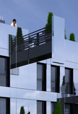 firmowy balkon elewacji czołowej / frontal elevation trademark balcony.