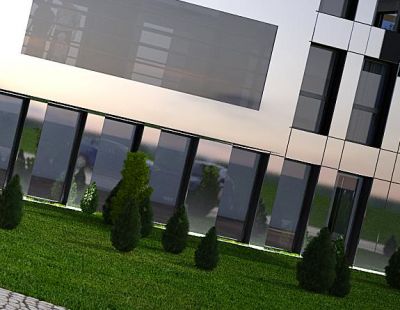 detal: frontowy monitor / detail: frontal glass monitor balcony.