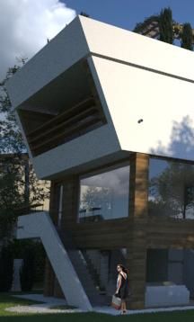 Villa ZENGA - detal monitora z balustradą schodów / detail: viewing monitor & the balustrade.