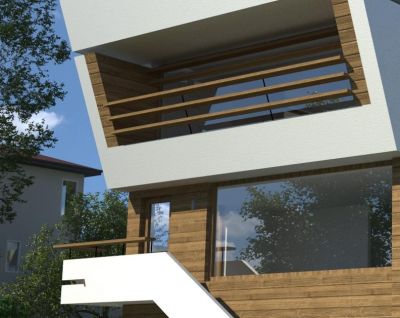 Villa ZENGA - detal monitora z balustradą schodów / hanging monitor details.