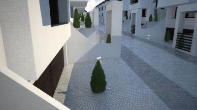 Dziedziniec przed garażem budynku Zenga Park / The driveway before the gate of Zenga Park building.