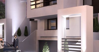 Detal podświetlonych bram wejściowych Zenga Park / The Zenga Park lightining gates.